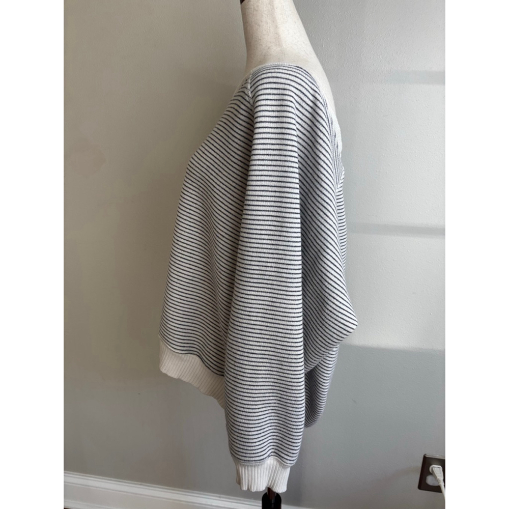 American Eagle Outfitters Striped Crew Neck Sweater XL White Black preppy beach - Picture 2 of 5